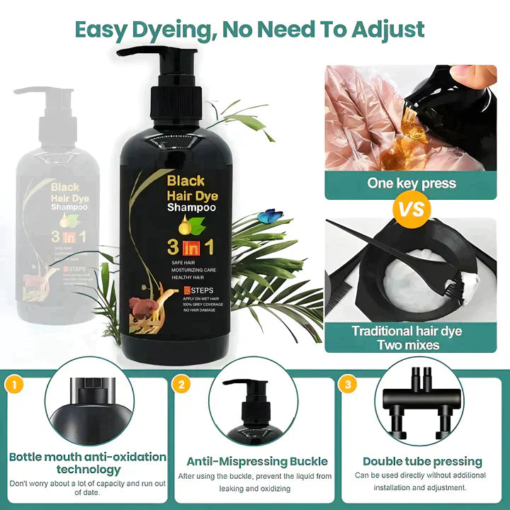 3-IN-1 BLACK HAIR DYE SHAMPOO (BUY 1 GET 1 FREE)