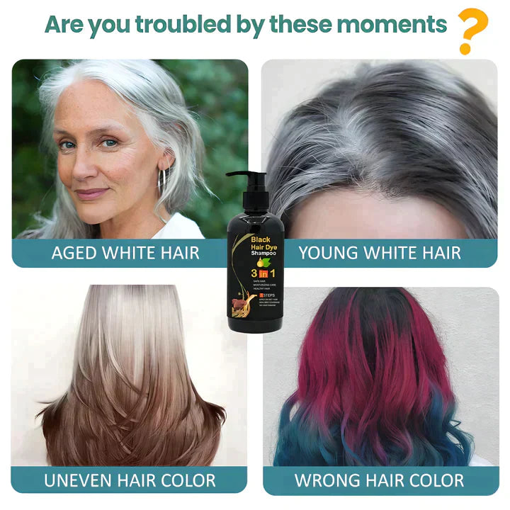 3-IN-1 BLACK HAIR DYE SHAMPOO (BUY 1 GET 1 FREE)
